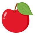 Red Apple Flat Icon Isolated on White