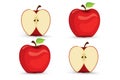 red apple fruit icon vector. Red apples fruit icon set isolated on a white background. Four Apples element on isolated white