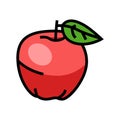 red apple fruit leaf color icon vector illustration Royalty Free Stock Photo