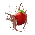 Red Apple Fruit Milk Chocolate Juice Yogurt Splash Illustration Royalty Free Stock Photo