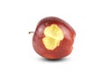 Red apple fruit with missing bite isolated on white  clipping path Royalty Free Stock Photo