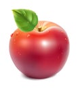 Red apple with green leaf Royalty Free Stock Photo