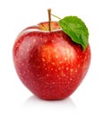 Red apple with green leaf isolated on a white Royalty Free Stock Photo