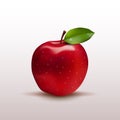 Red apple with green leaf lisolated on white. Royalty Free Stock Photo