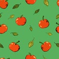 Red apple and green leaf vector pattern Royalty Free Stock Photo