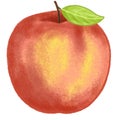 Red apple , Hand drawn pastel and chalk illustration Royalty Free Stock Photo