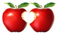 Red apple with heart bite