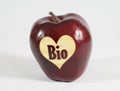 Red Apple with a heart and the inscription bio Royalty Free Stock Photo