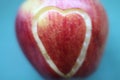 Red apple heart love natural healthy nutritious delicious tasty