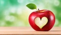 red apple with a heart shaped