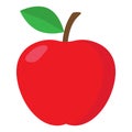 Red apple icon in flat style. Vector illustration isolated on white background. Royalty Free Stock Photo