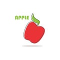 Red apple icon. Fresh apple with the symbol of green leaf on it Royalty Free Stock Photo