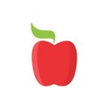 Red apple icon. Fresh apple with the symbol of green leaf on it Royalty Free Stock Photo