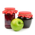 Red apple on jar of jam Royalty Free Stock Photo