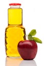 red apple and juice bottle on white Royalty Free Stock Photo