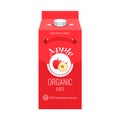 Red apple juice box package with solid and flat color design style. Royalty Free Stock Photo