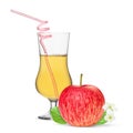 Red Apple juice in a glass isolated on white background Royalty Free Stock Photo