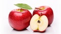 Red apple with leaf and slice Royalty Free Stock Photo