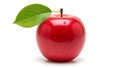 A red apple with a leaf on top of it (ai generated) Royalty Free Stock Photo
