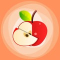 Red apple with leaf top view slice Royalty Free Stock Photo