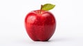Red Apple With Leaf On White Surface - Precisionism Style