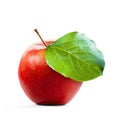 Red Apple and leafe isolated with clipping path Royalty Free Stock Photo