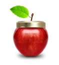 Red apple like jam jar isolated. Royalty Free Stock Photo