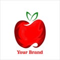 Red apple logo 3 dimension , luxury mascot fruit for your company, fresh juice apple