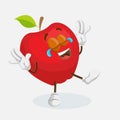 Red Apple Logo mascot happy pose