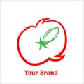 Red apple logo simple, mascot fruit for your company, fresh juice apple