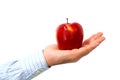 Red apple in a man's hand Royalty Free Stock Photo