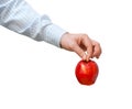 Red apple in a man's hand Royalty Free Stock Photo