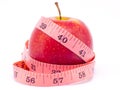 REd Apple with measure tape Royalty Free Stock Photo