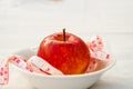Red apple with measurig tape, weigh loss concept Royalty Free Stock Photo