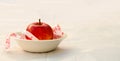 Red apple with measurig tape, weigh loss concept Royalty Free Stock Photo