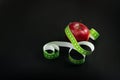 Red Apple and Measuring Tape, Health Diet Food, Weight Loss Concept Royalty Free Stock Photo