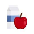 Red apple milk pack icon, flat style Royalty Free Stock Photo