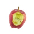 Red apple with missing a bite isolated on white background Royalty Free Stock Photo