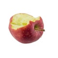 Red apple with missing a bite isolated on white background Royalty Free Stock Photo