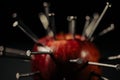 a red apple and nails Royalty Free Stock Photo