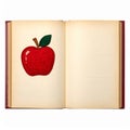 Red Apple Patch on Open Vintage Book Pages Royalty Free Stock Photo