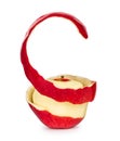 Red apple with the peel in a spiral pattern Royalty Free Stock Photo