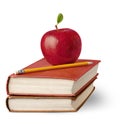 Red Apple and Pencil on Books Royalty Free Stock Photo