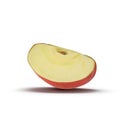 Red apple. Piece isolated on white. 3D illustration
