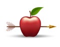 Red apple pierced by arrow