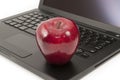 Red Apple on a Laptop Royalty Free Stock Photo