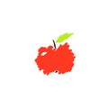 Red Apple poster, abstract fruit. Simple naive design. Artistic drawing - Vector