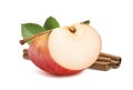 Red apple quarter piece cinnamon isolated Royalty Free Stock Photo