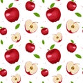 This is a red apple seamless pattern. This template is full of apples. This is a fruit sample. Design for print recipe, restaurant Royalty Free Stock Photo