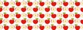 Red apple seamless pattern with whole fruit and halves, flat vector illustration on white background for kitchen decor, healthy Royalty Free Stock Photo